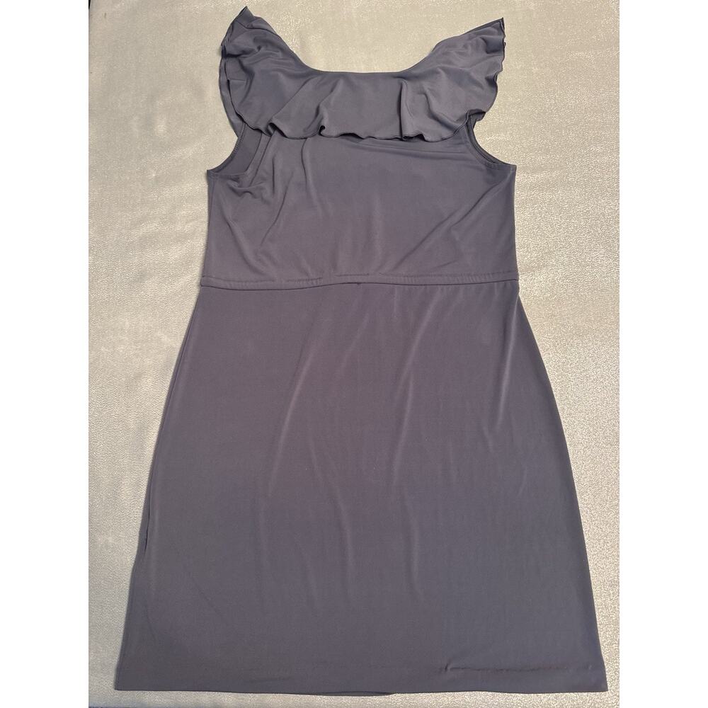 Daisy Fuentes Dress Blue Gray Purple Women's Small Tie Waist Ruffle Spring Summe - Picture 5 of 5